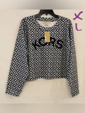 Michael Kors Black & White Monogram 'KORS' Crewneck Sweatshirt